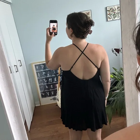 Free People twist front Black Halter mini Dress - Picture 4 of 5